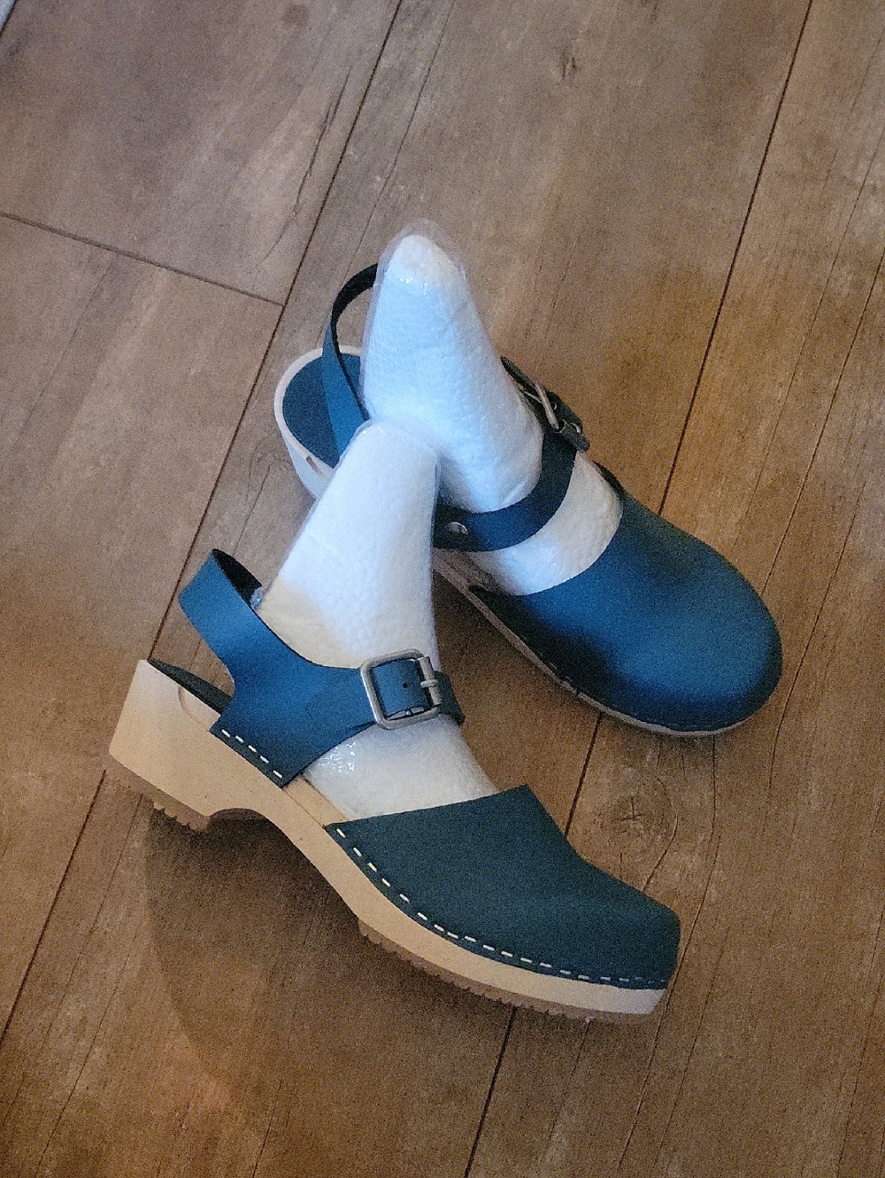 LOTTA’S from Stockholm Women’s Turquoise Mary Jane Clog Mules with Buckle